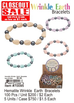 Hematite Wrinkle Earth Bracelets